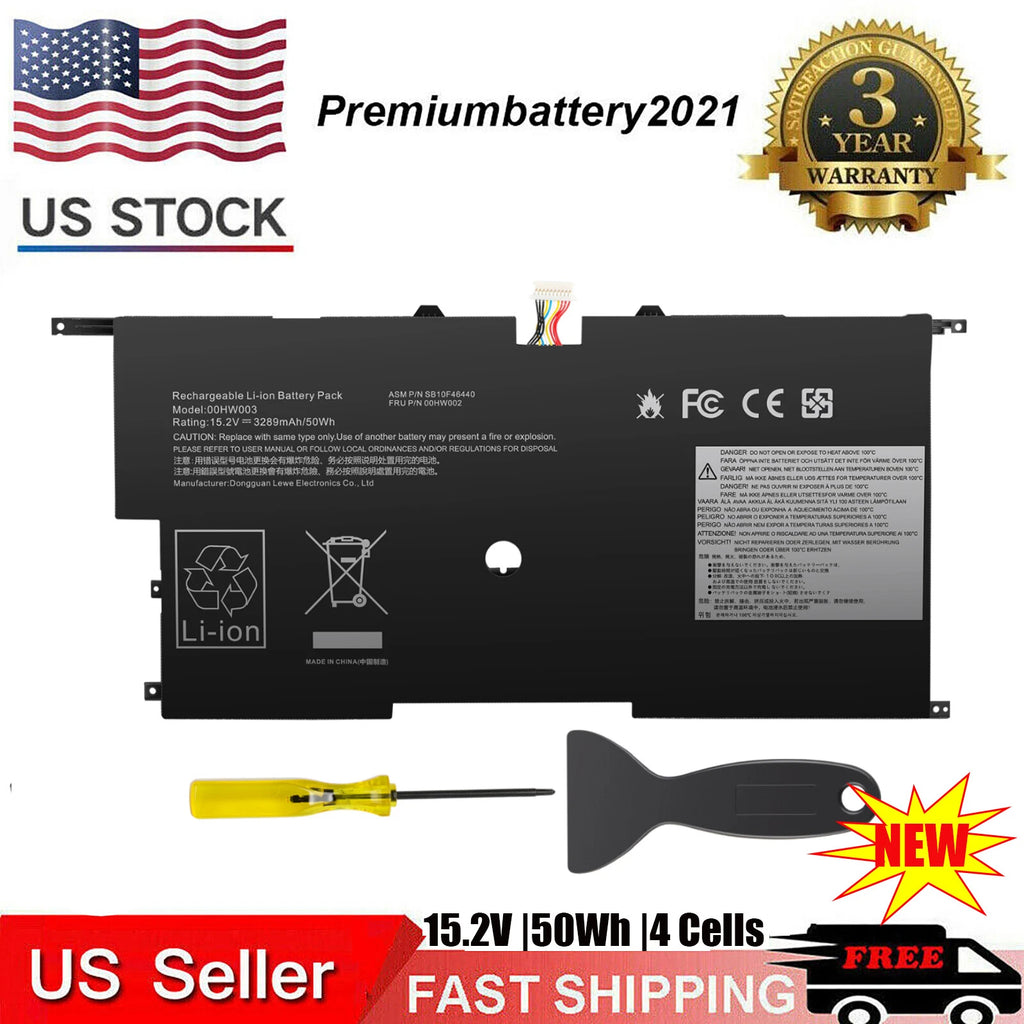 For Lenovo ThinkPad X1 Carbon 3rd SB10F46440 00HW002 00HW003 Battery 50Wh FAST