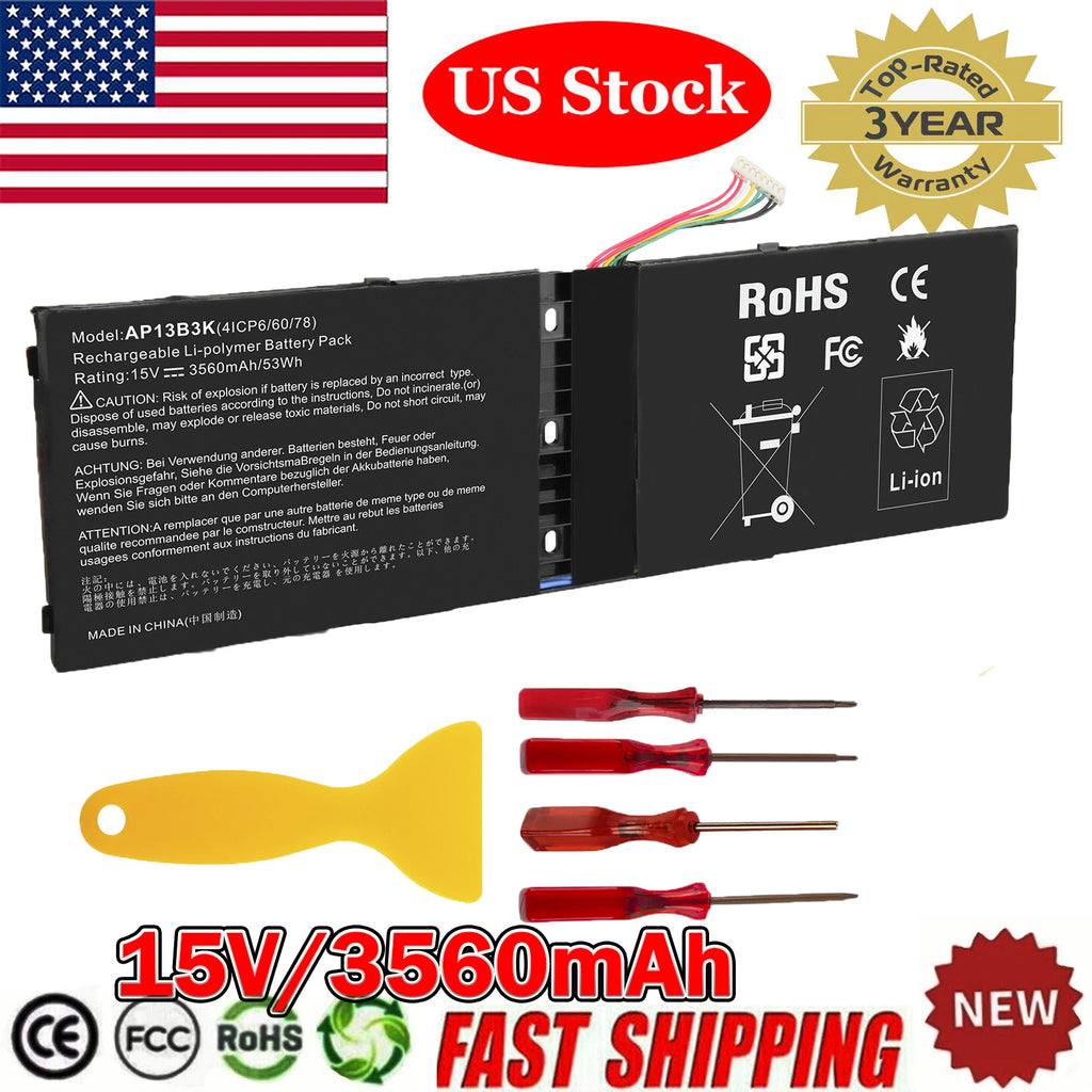 Battery for Acer Aspire V5-572P V5-573G V5-573P R7-571 AP13B3K AP13B8K 53Wh