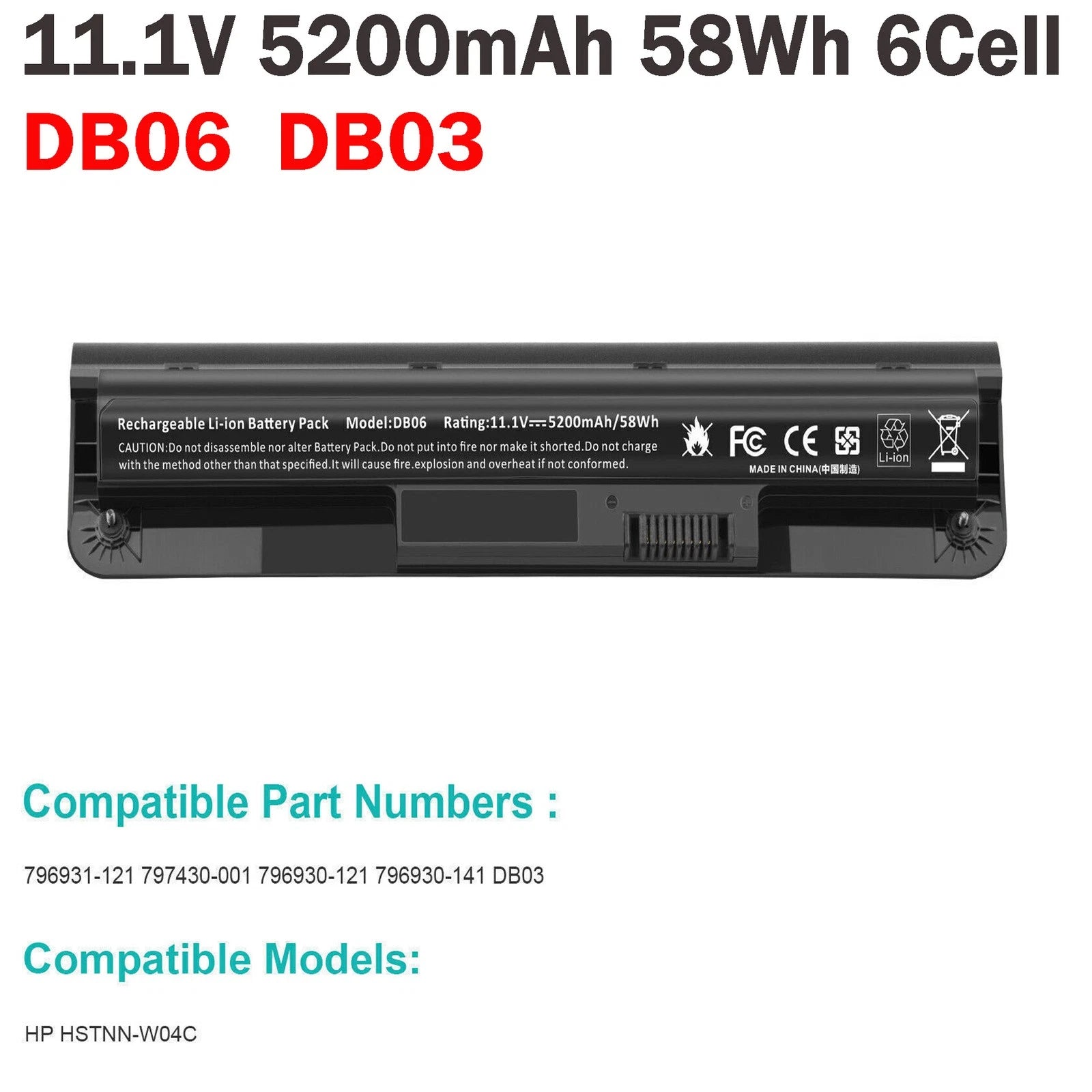 Battery DB03 DB06 For HP ProBook 11 EE G1 G2 HSTNN-W04C 796931-121 5200mAh 11.1V