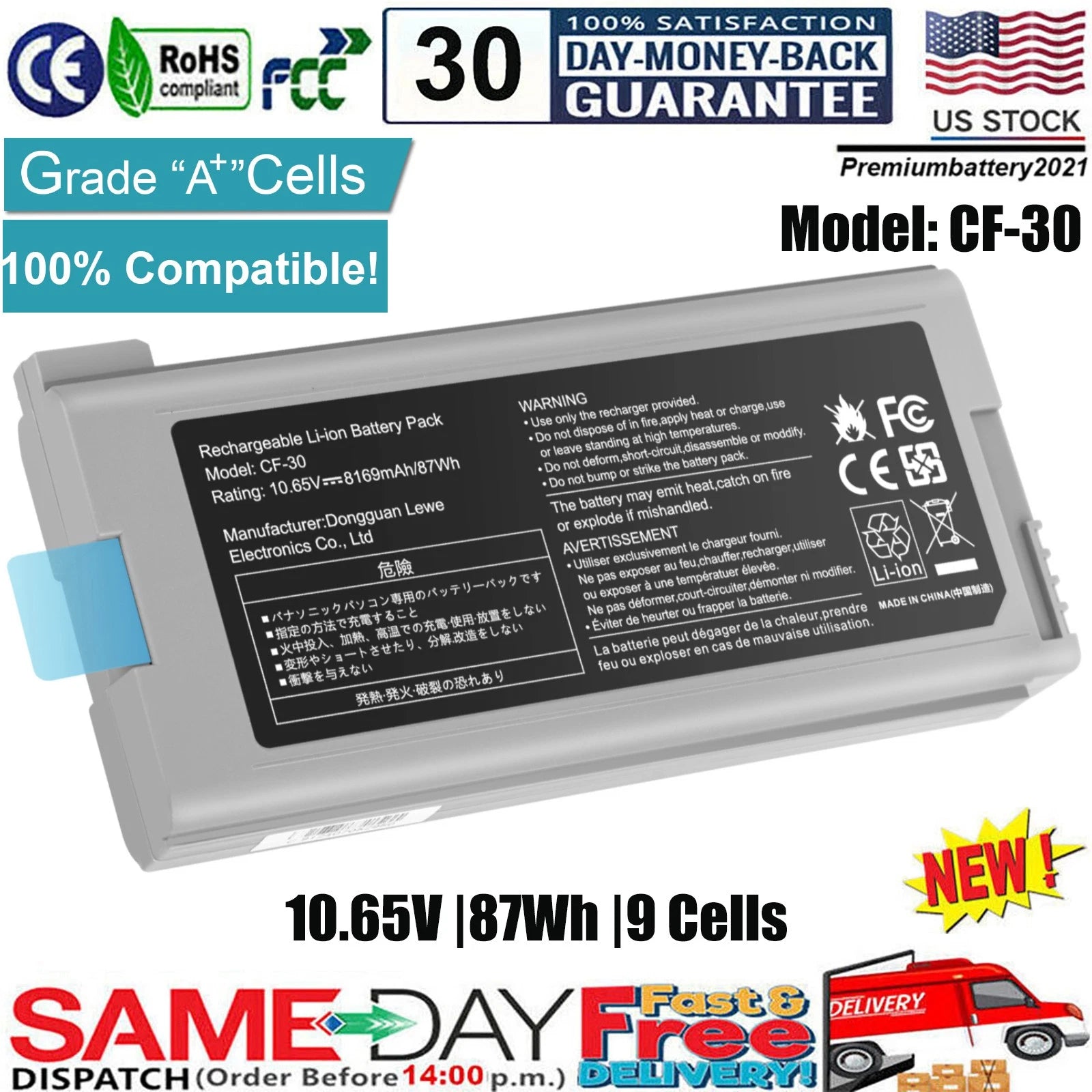 ?Battery For Panasonic Toughbook CF-30 CF-31 CF-53 CF-52 CF-VZSU46 CF-VZSU1430U