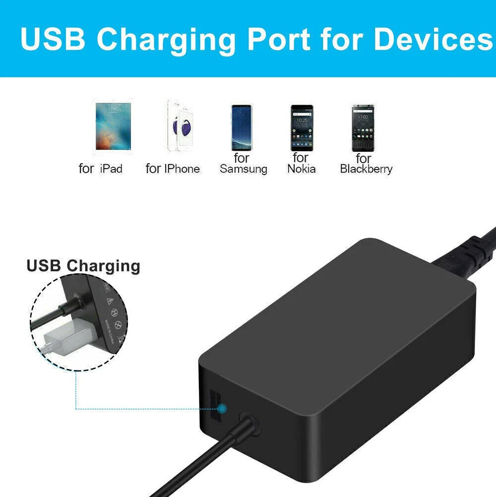 65W 15V 4A Adapter Charger for Microsoft Surface Book/ Pro 4 Q4Q-00001 1706 Go