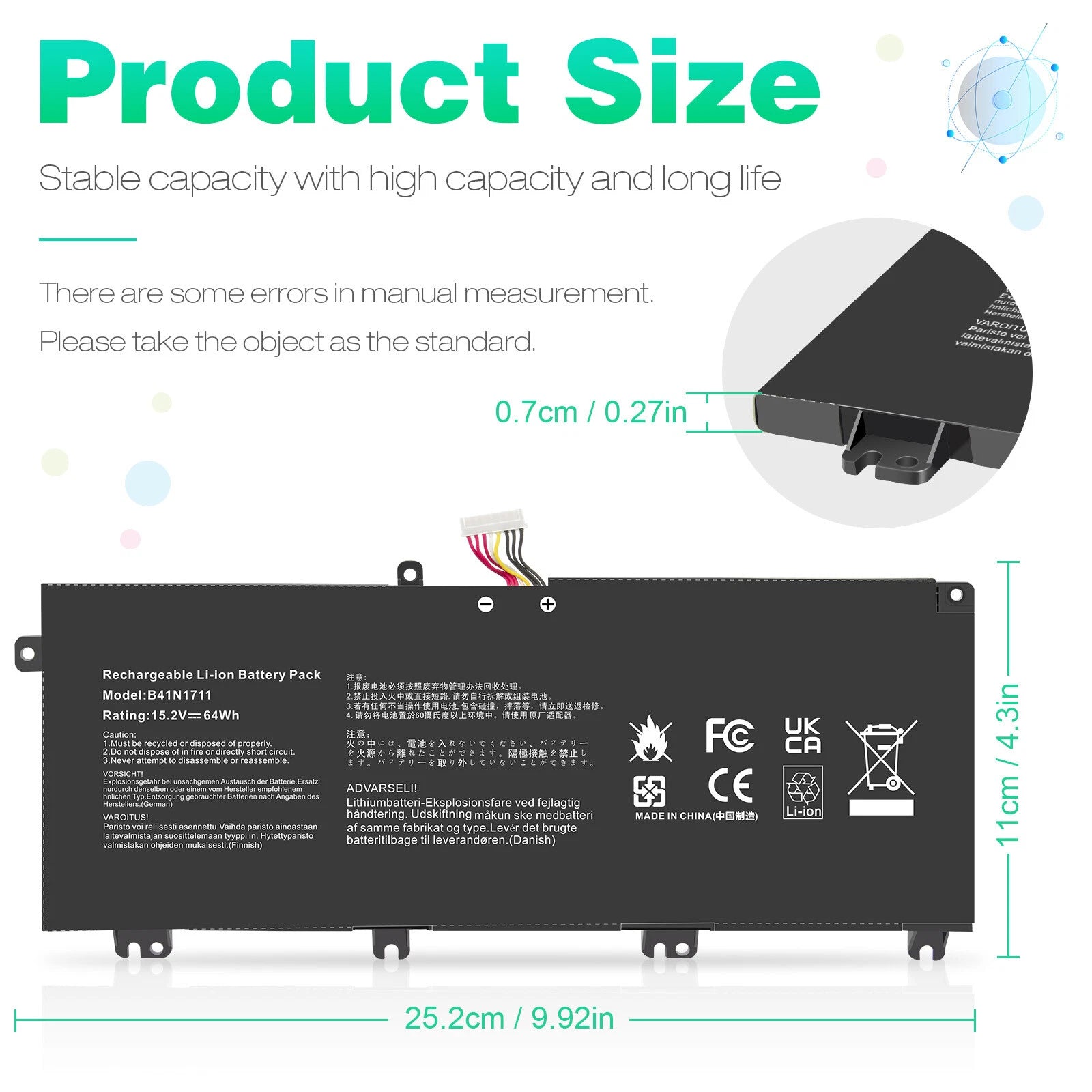 B41N1711 New Battery For ASUS ROG STRIX GL503GE GL703GE GL503VM FX503 15.2V 64Wh