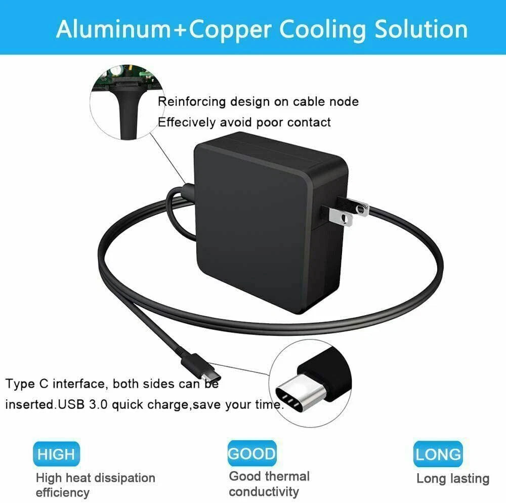 65W Wall Type C USB-C AC Adapter Laptop Charger Universal Power Supply Cord