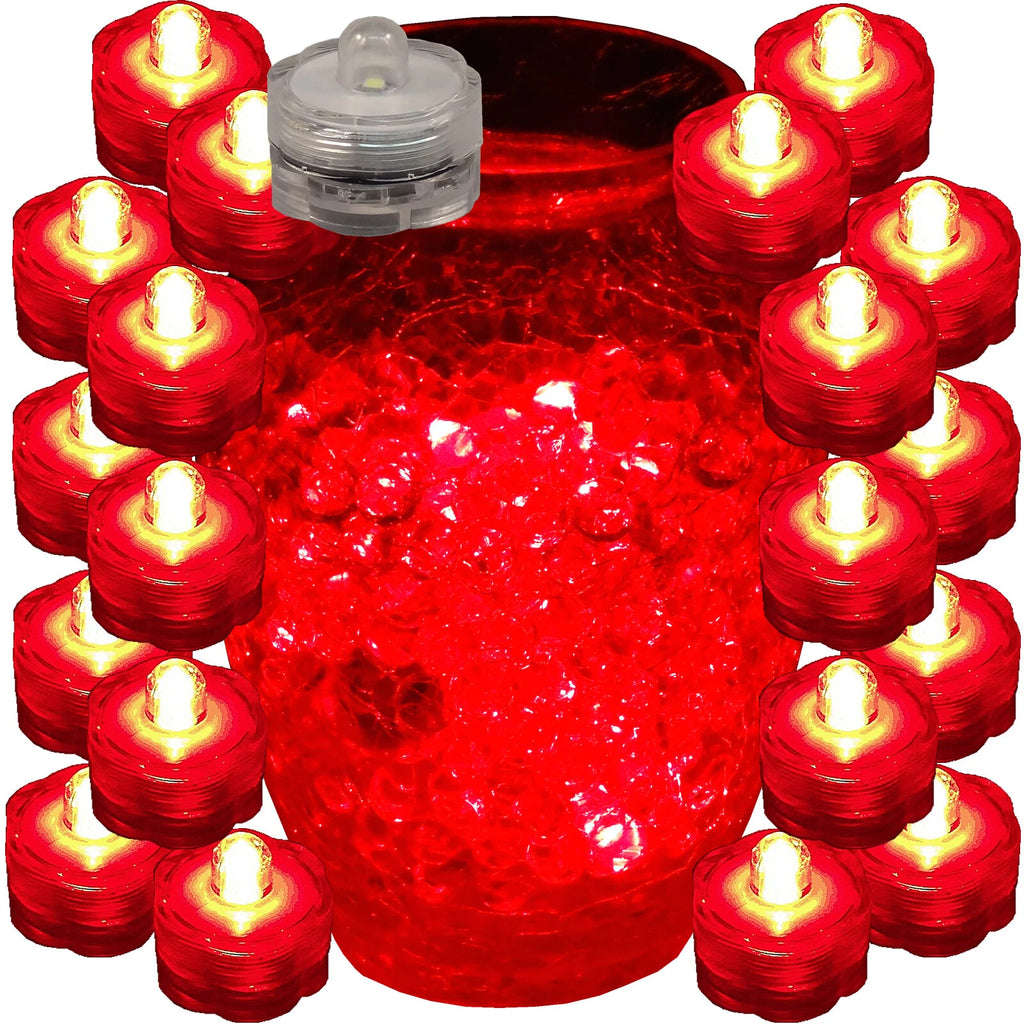 20 Pack Red Submersible Waterproof Underwater Battery LED Tea Light Wedding