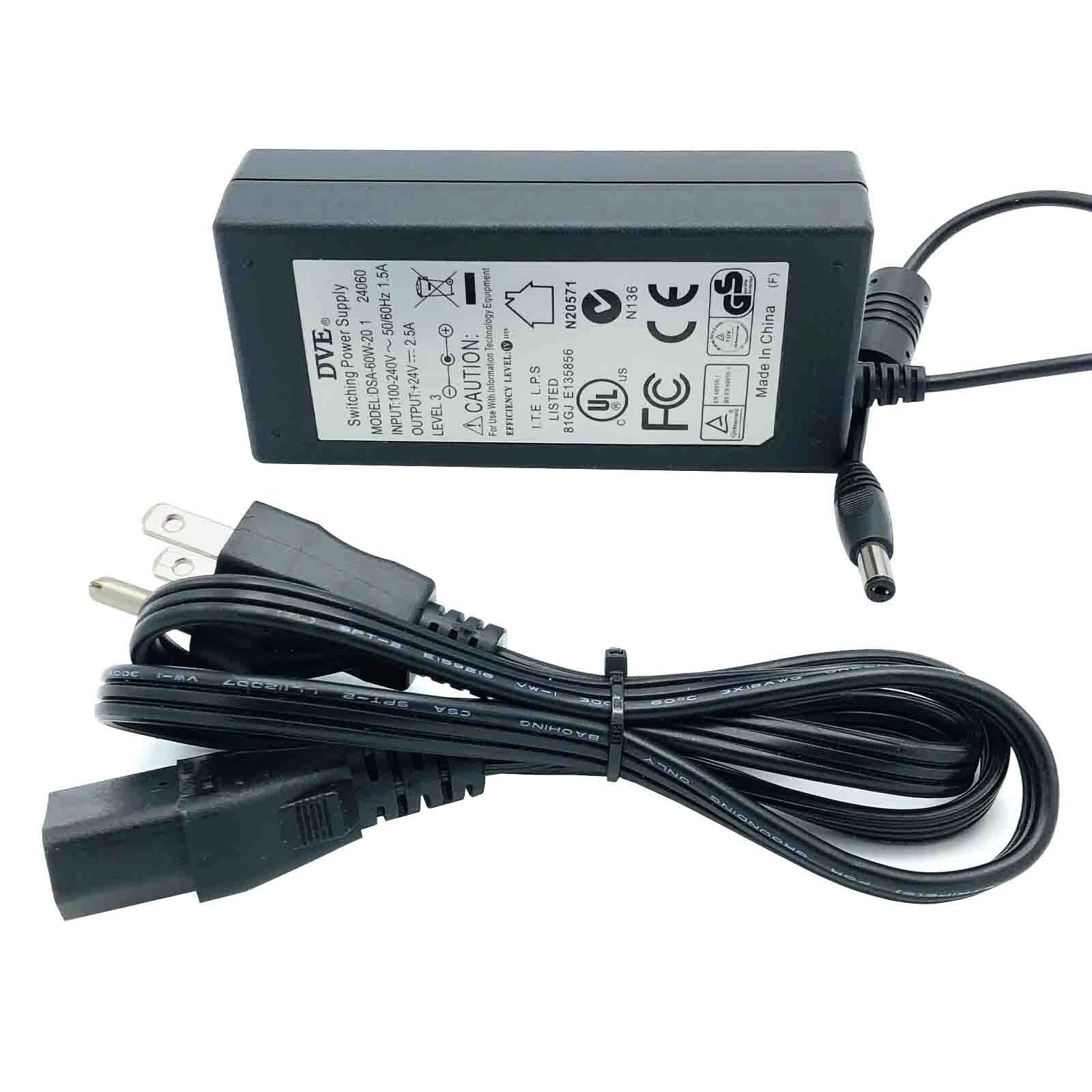 NEW Genuine 60W DVE MagTek Power Supply Adapter 24V 2.5A DSA-60W-20 1 24060 OEM