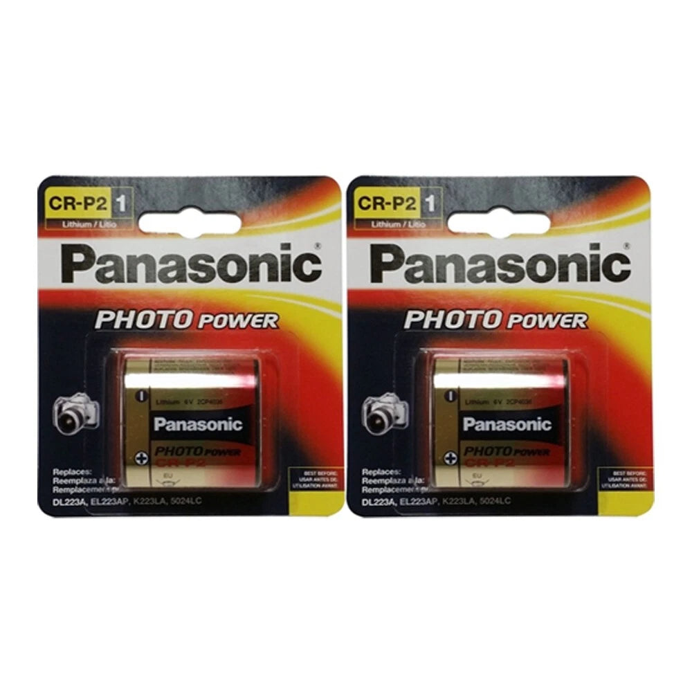 8 x Panasonic CR-P2 (223A) 6 Volt Lithium Batteries (On a Card)