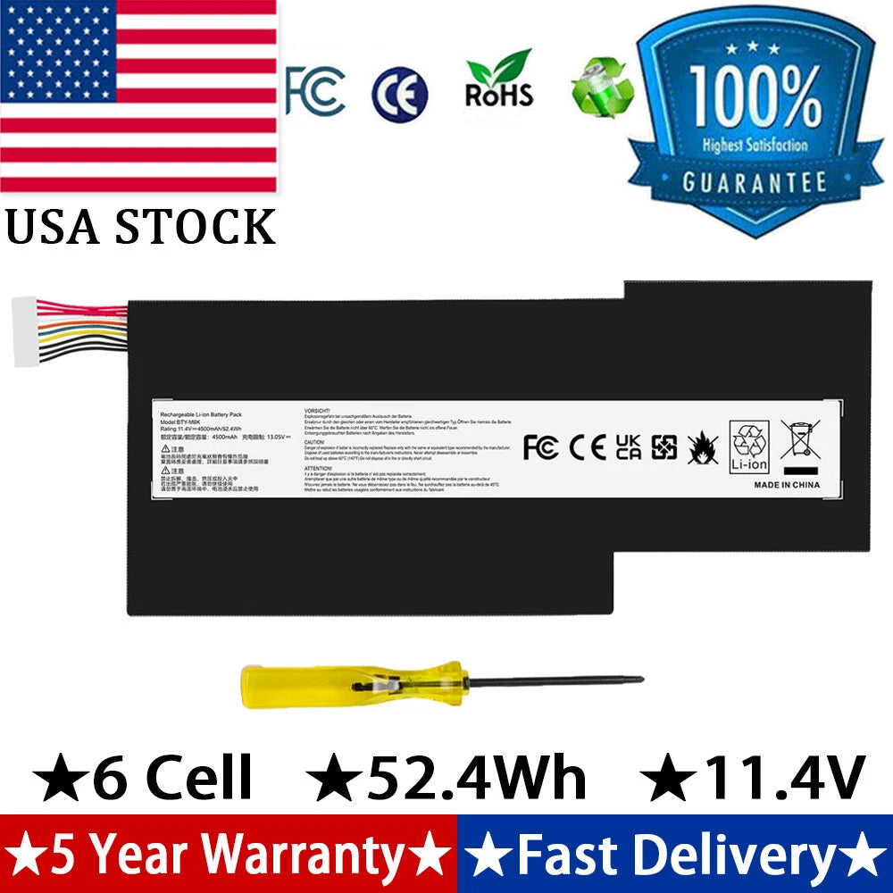?BTY-M6K Battery for MSI GS63VR 7RG Stealth Pro MS-17B4 MS-16K3 MS-16W1 MS-16R4