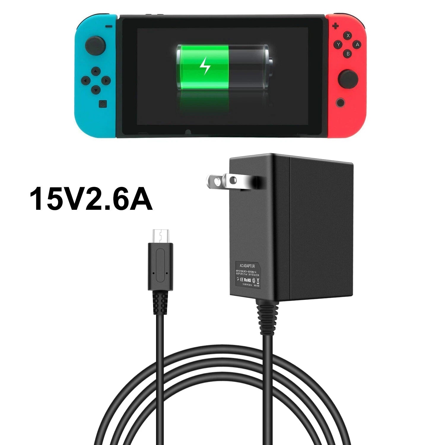 5/15V 2.6A USB C Charger For Nintendo Switch TV Dock Mode AC Power Adapter TypeC