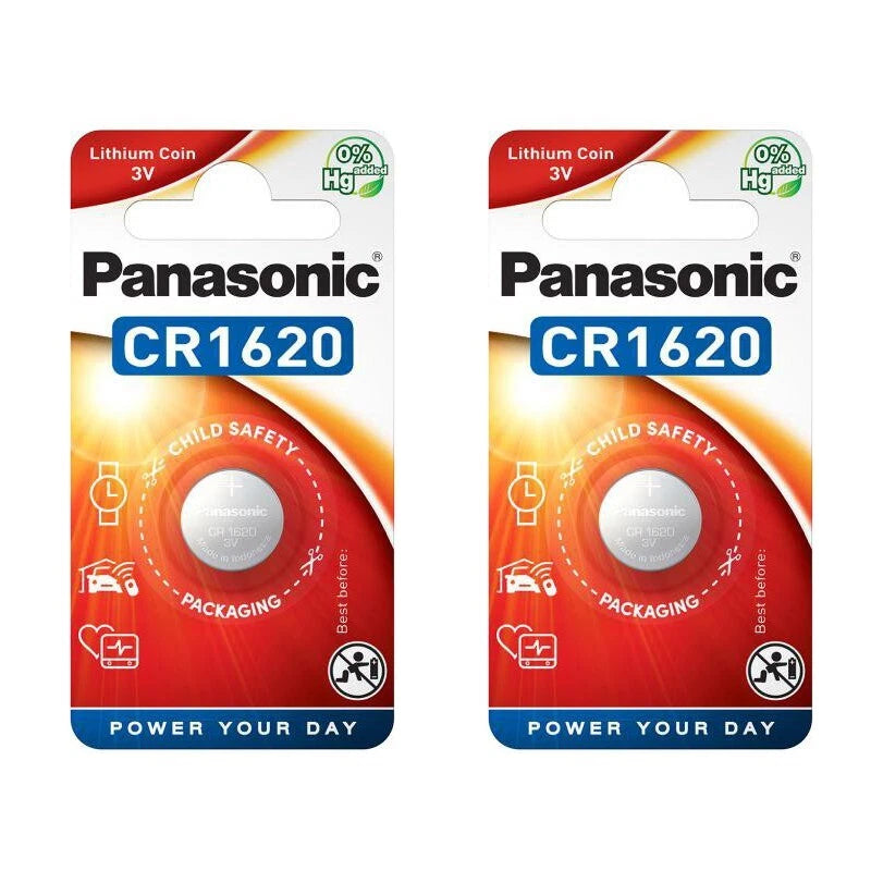2 Pcs Panasonic CR1620 1620 Lithium 3V Coin Cell Battery