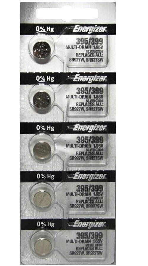 ENERGIZER 395/399 WATCH BATTERIES SR927SW (2 Piece) Sealed Authorized Seller