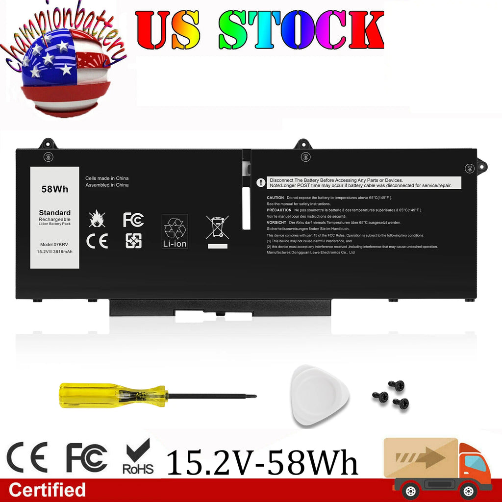 58Wh 07KRV Battery Fits for Dell Latitude 5330 5430 Precision 3570 FK0VR 15.2V
