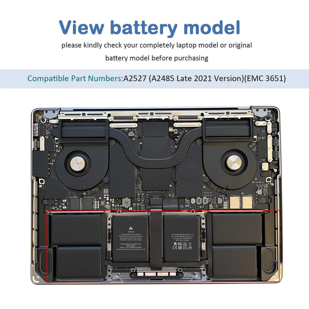 A2485 A2527 Laptop Battery for Apple MacBook Pro 16 inch A2485 (Late 2021)