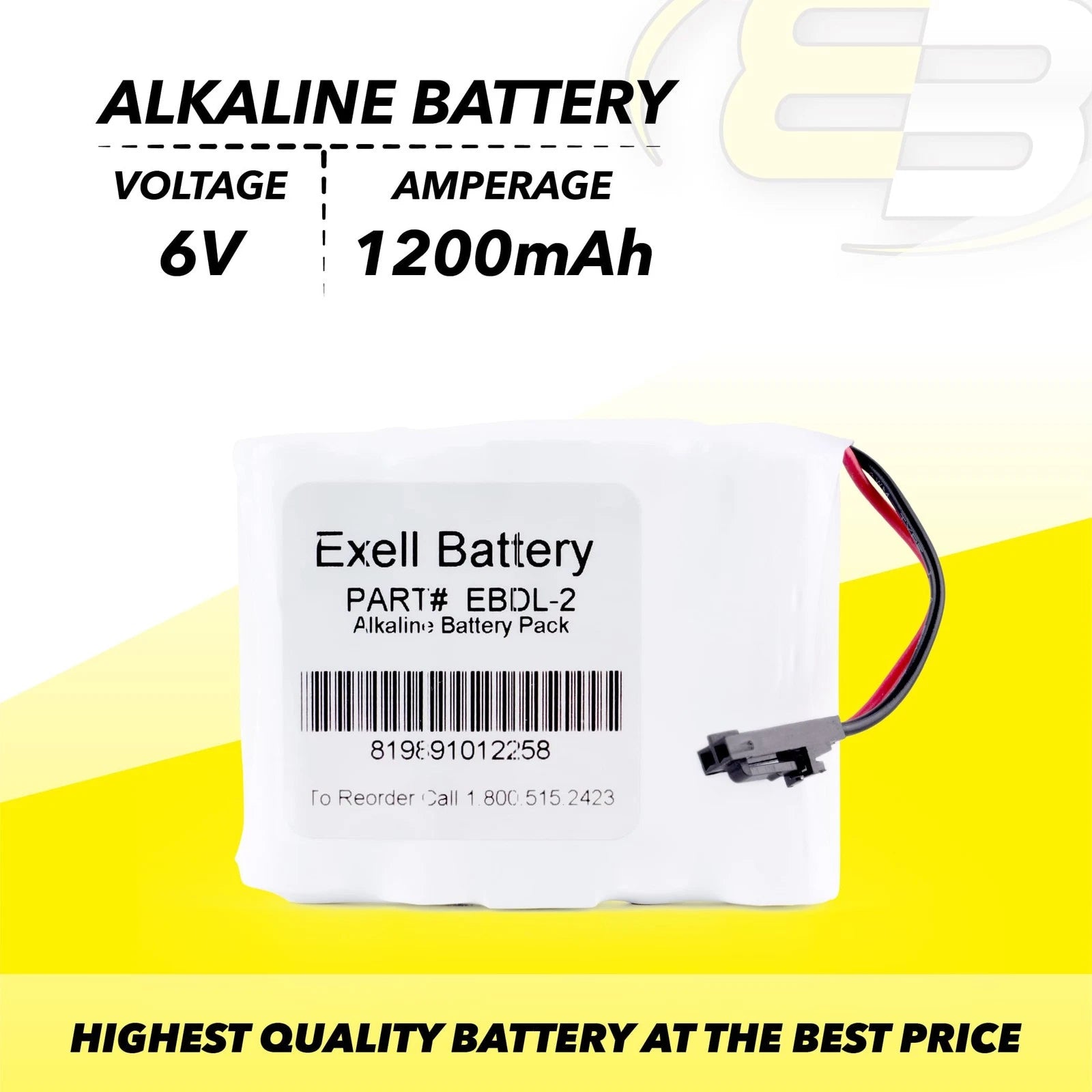 Exell Battery Door Lock 6V 4-Cell Battery Pack Fits Saflok 54990