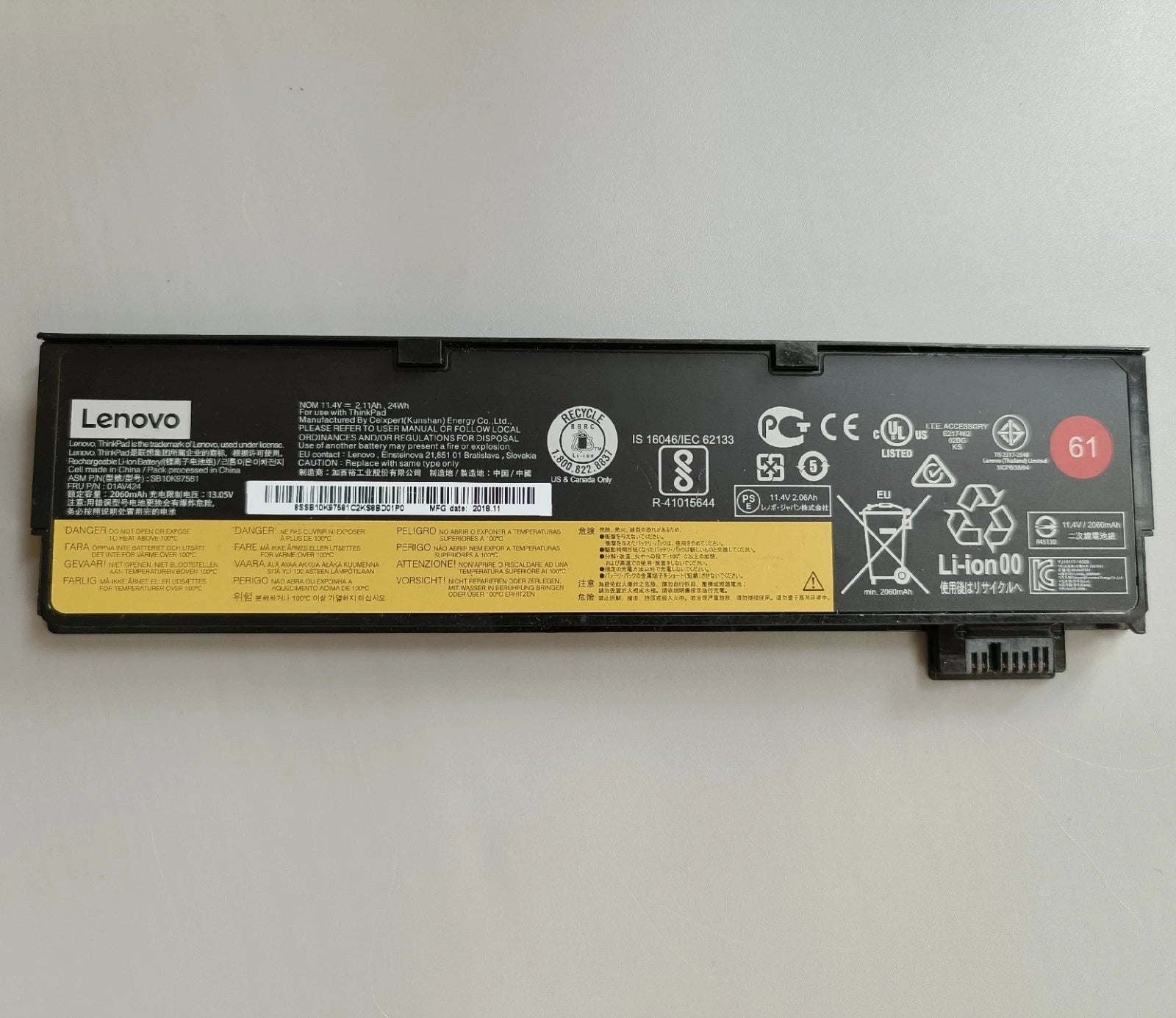 Genuine OEM 61 24Wh 01AV425 01AV423 Battery Lenovo Thinkpad T470 T480 T570 T580