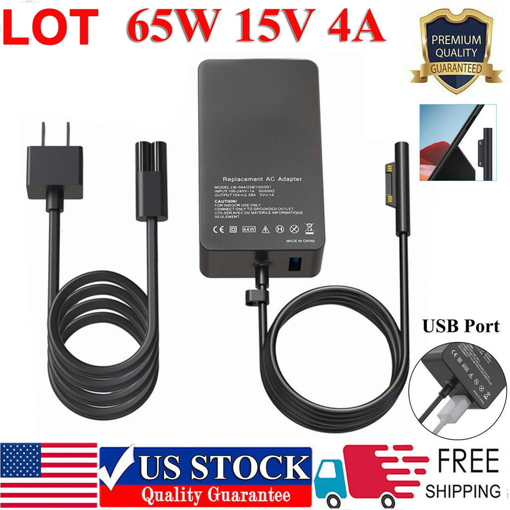Lot 65W For Microsoft Surface Book Pro 3 4 5 6 7 1706 AC Adapter Charger USBPort