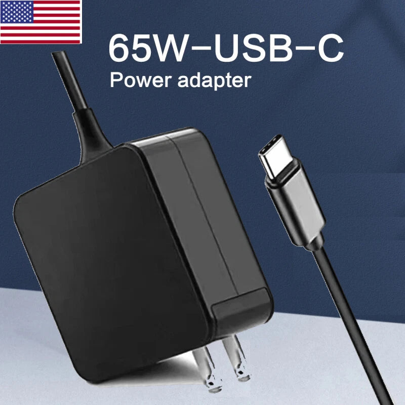 65 Watt Laptop USB-C Charger Block Wall Type C Power Supply Cable Adapter Type-C