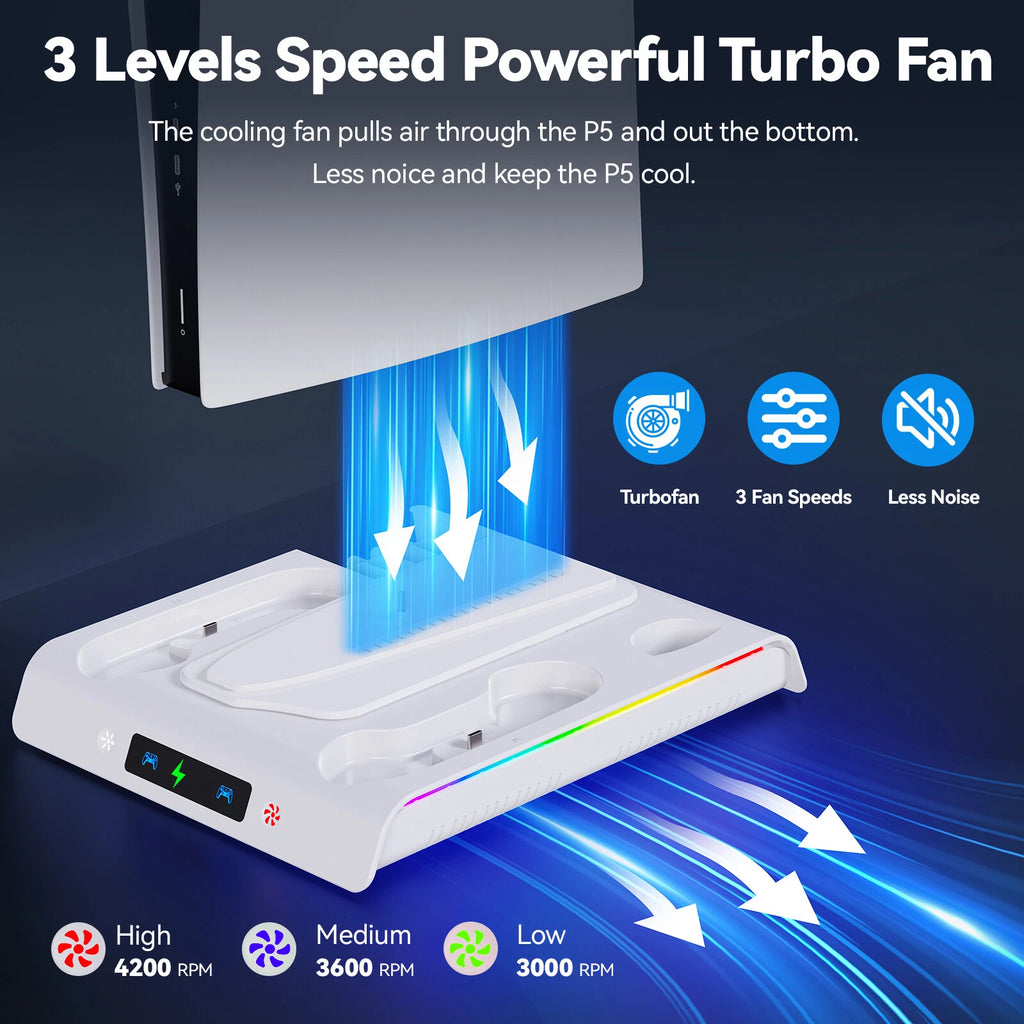 For PS5 Slim Controller Stand Cooling Fan Charging Station for Sony Playstation5