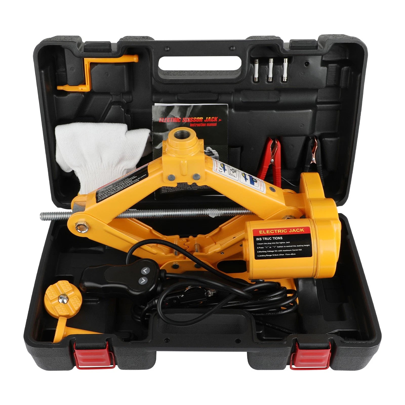 12V 3T/5T Electric Car Repair Hydraulic Jack Auto Lift W/ Hammer LED Flashlight