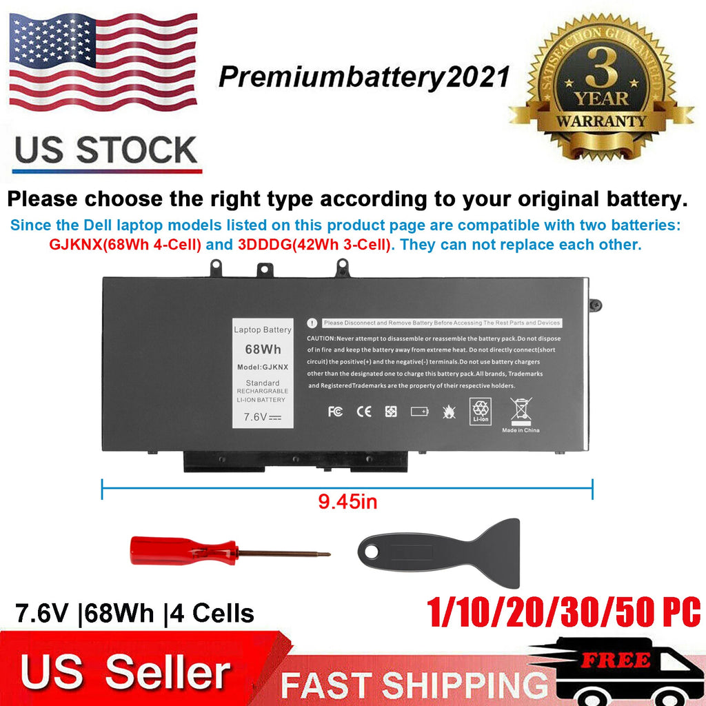 LOT GJKNX Battery For Dell Latitude 5480 5580 5490 5580 5590 5591 GD1JP DY9NT