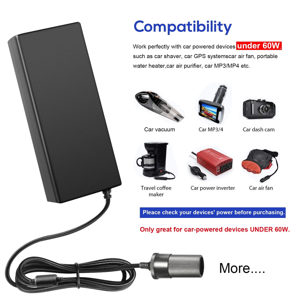 110V AC to 12V DC Car Converter Cigarette Lighter Socket 60W 5A Power AC Adapter