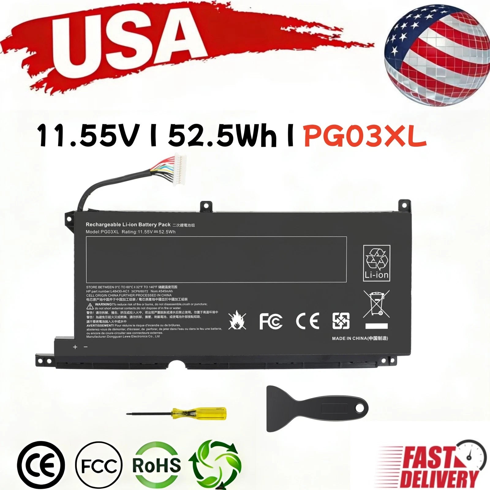 ?PG03XL Battery For HP Pavilion 15-DK 16-A Series HSTNN-OB1I 3ICP6/60/72 52.5Wh