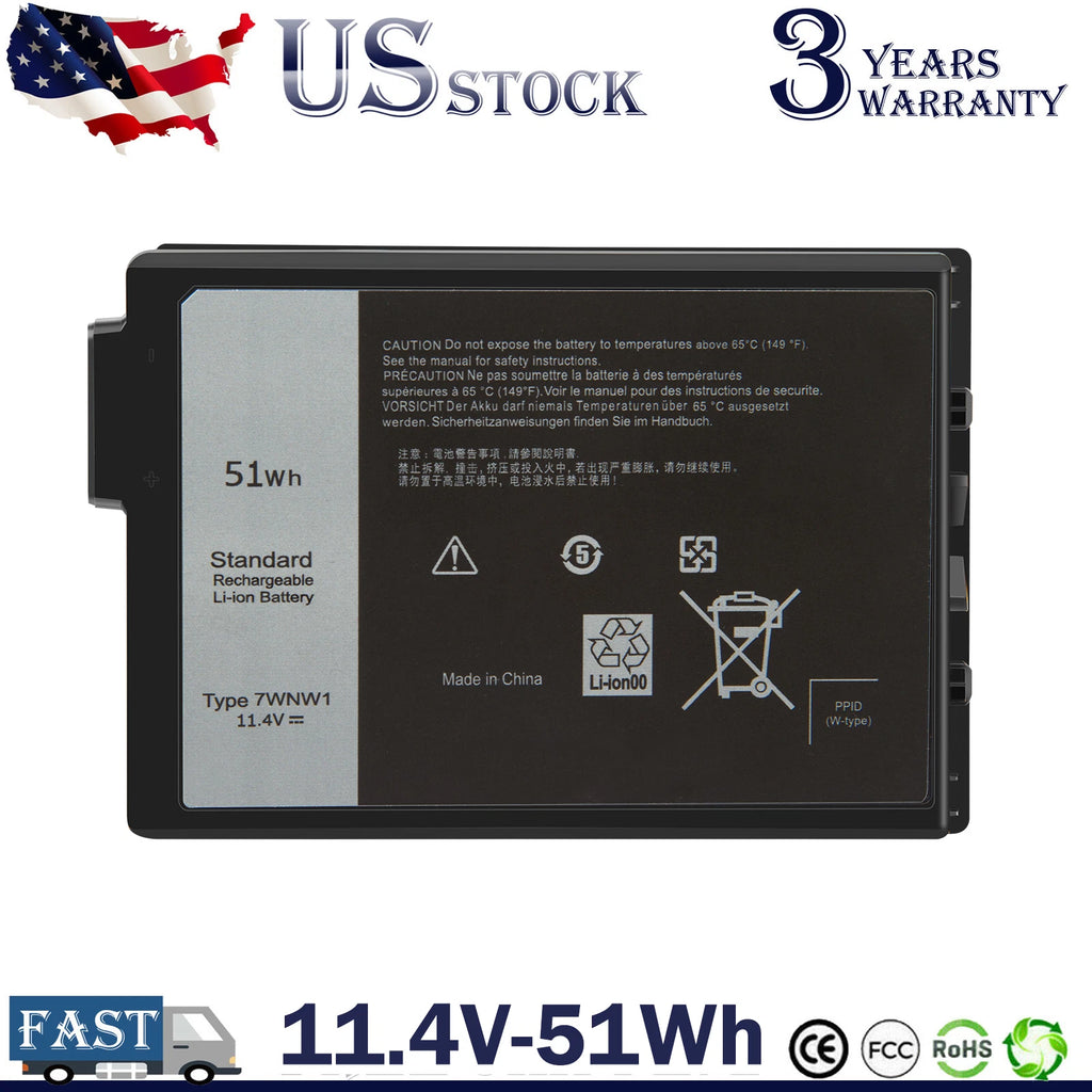 Battery For Dell Latitude 5420 5424 7424 Rugged Type GK3D3 7WNW1 11.4V-51Wh