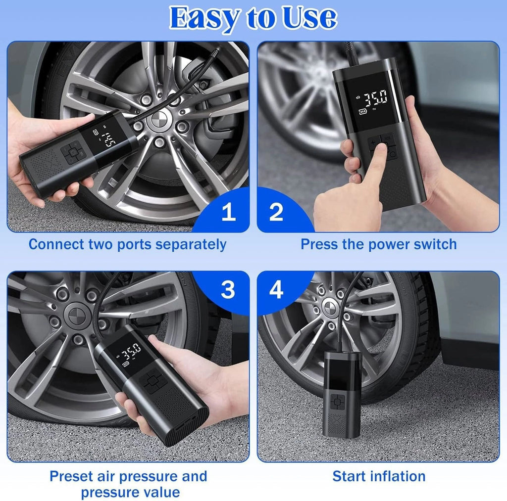 150PSI Tire Fast Inflator Air Pump Compressor LED Light For Car Bike Motor Ball
