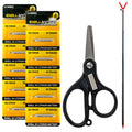 Fisherman Kit: 10pc CR435 Float Batteries, Fish Line Scissors and Rod Holder