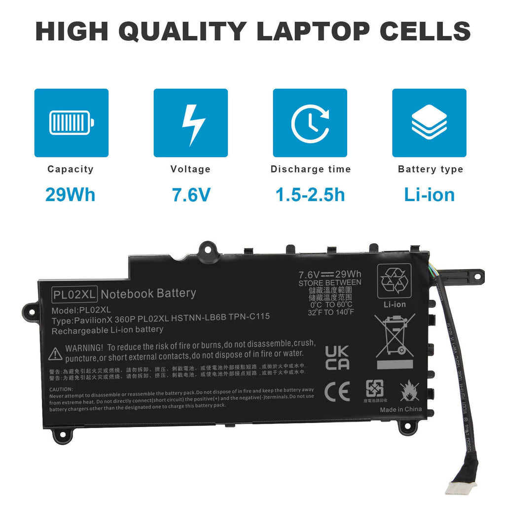 Battery for HP Pavilion x360 11-n010dx PL02XL 751875-001 751681-421 HSTNN-LB6B