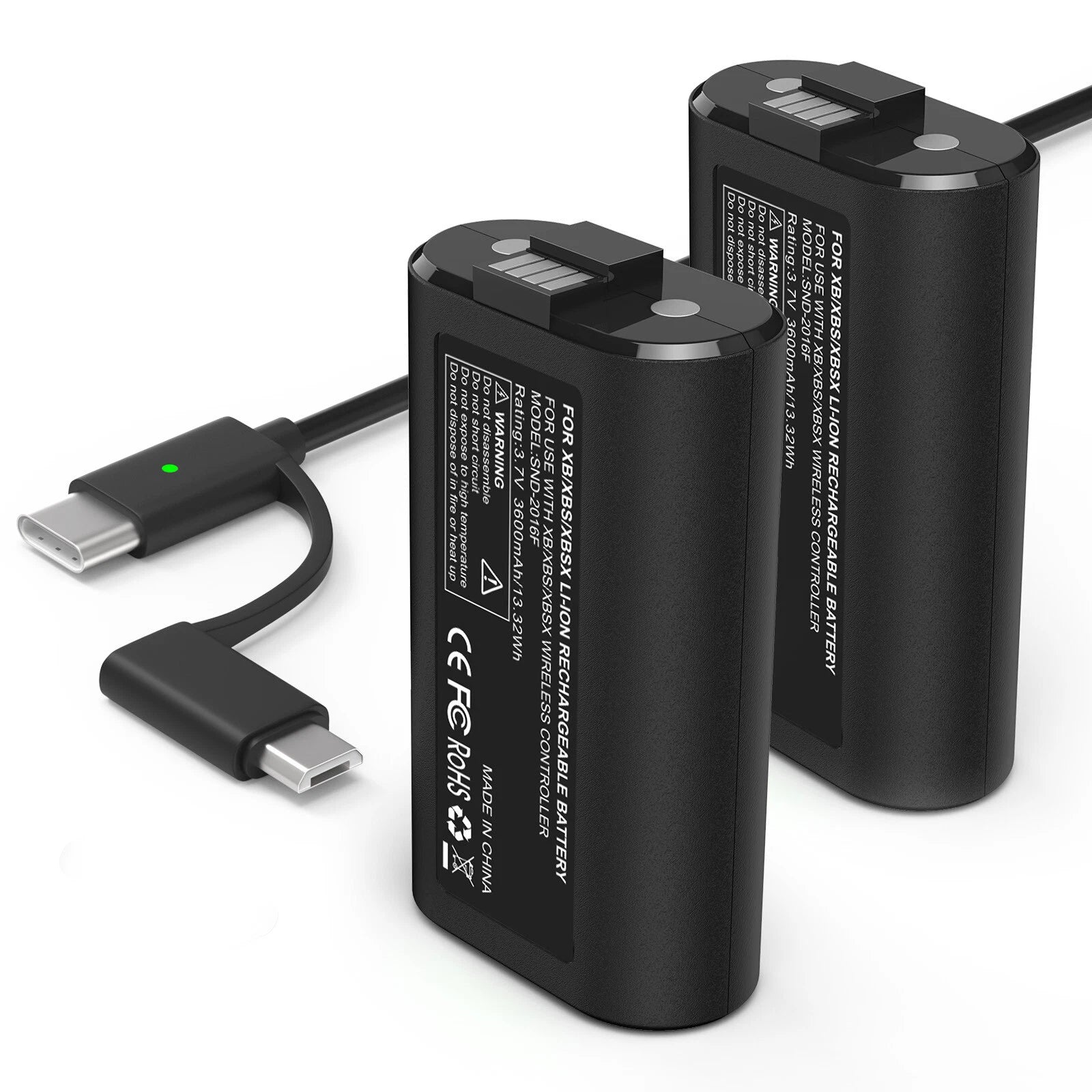 2*Rechargeable Battery+USB Charger Cable Pack For XBOX One/360/S/X Controller US