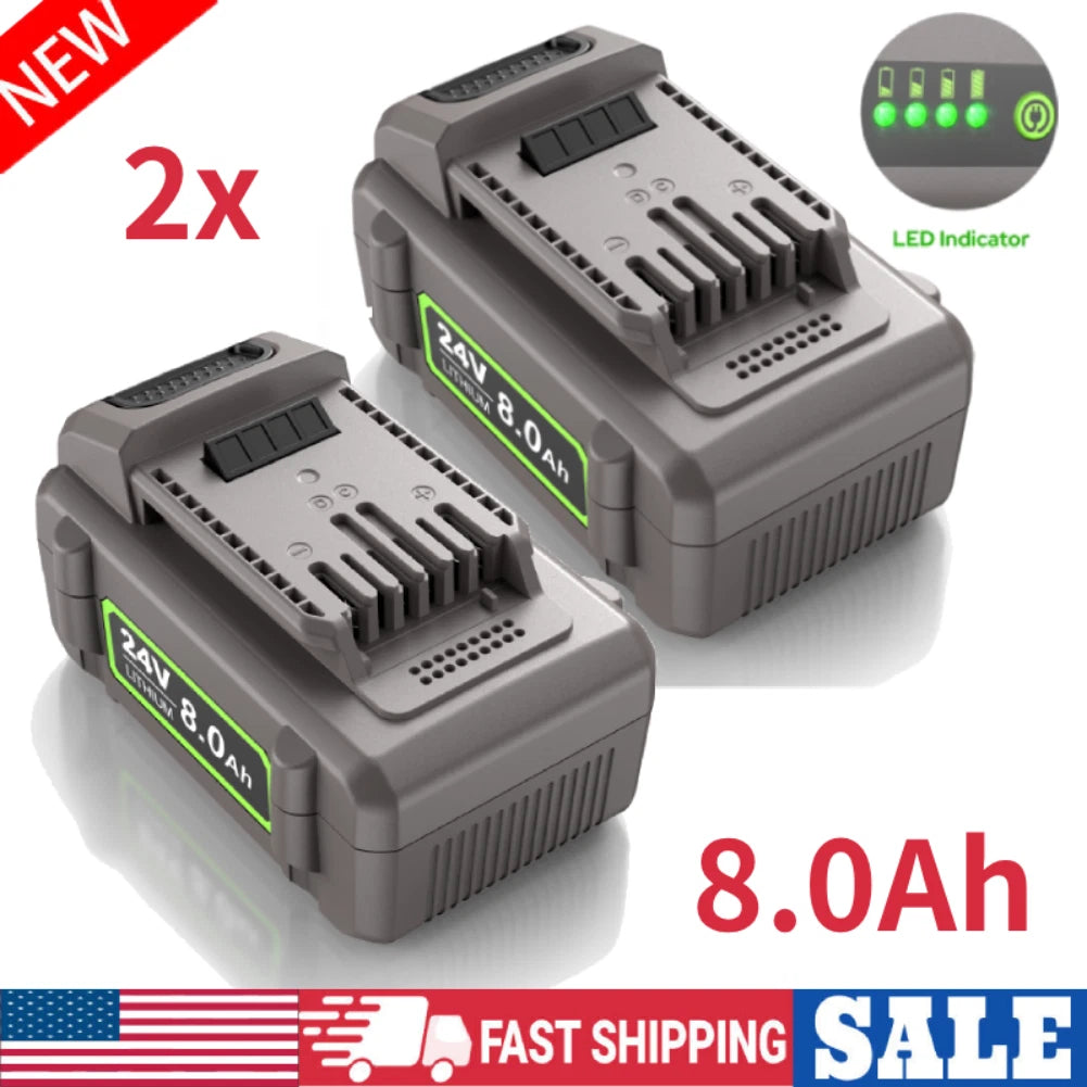 2X 8.0Ah Li-Ion Battery Replacement for FLEX 24V FX0221-1 FX0331-1 FX0341-1 New