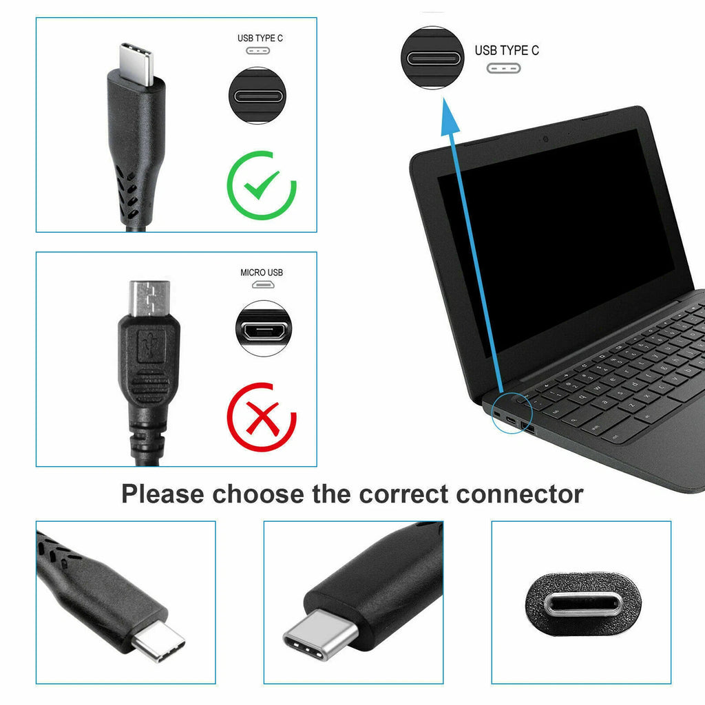 90W Universal USB-C Type-C AC Adapter Laptop PD Power Wall Charger Cable Cord