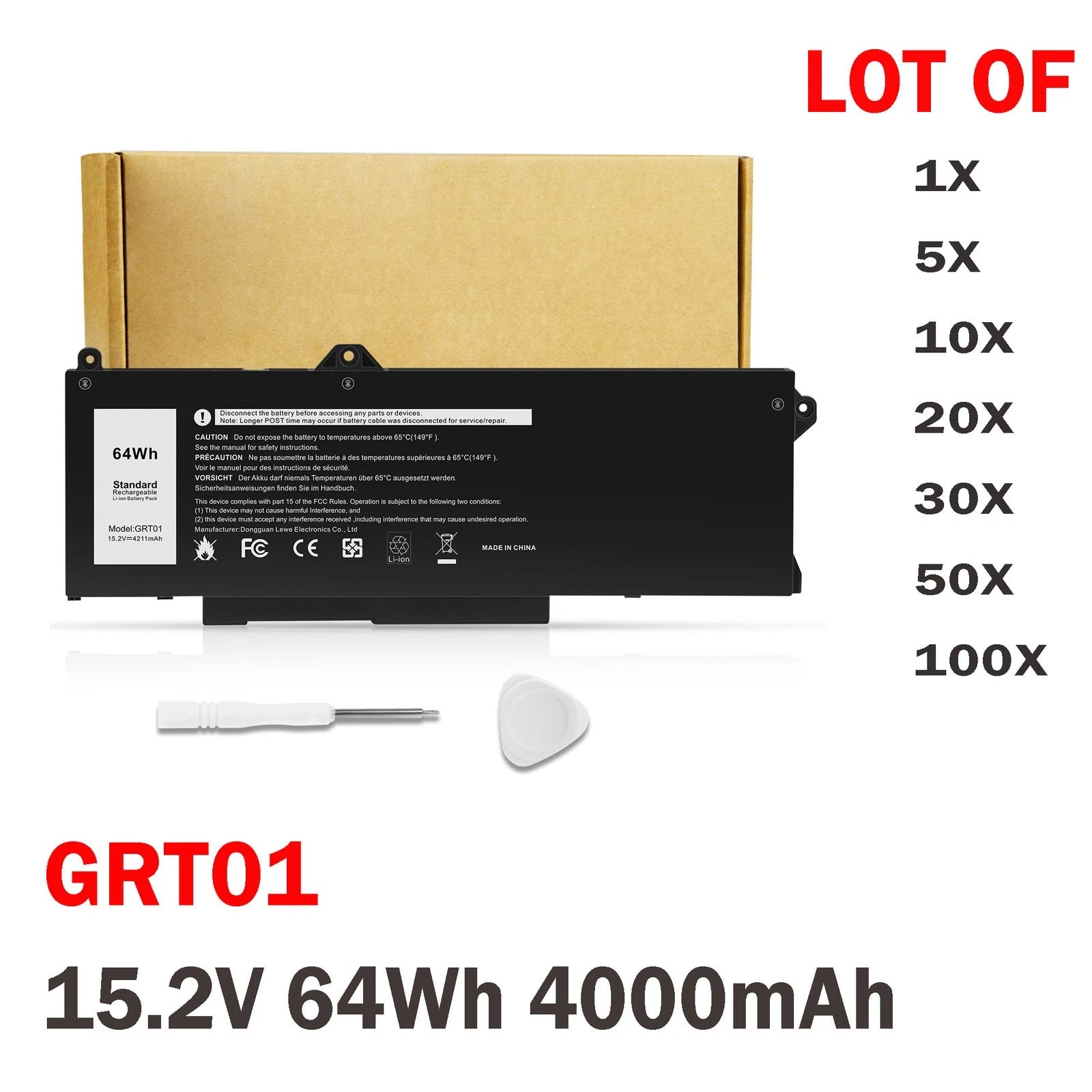 LOT GRT01 Battery For Dell Latitude 15 5521 5531 Precision 15 3561 3571 0R05P0