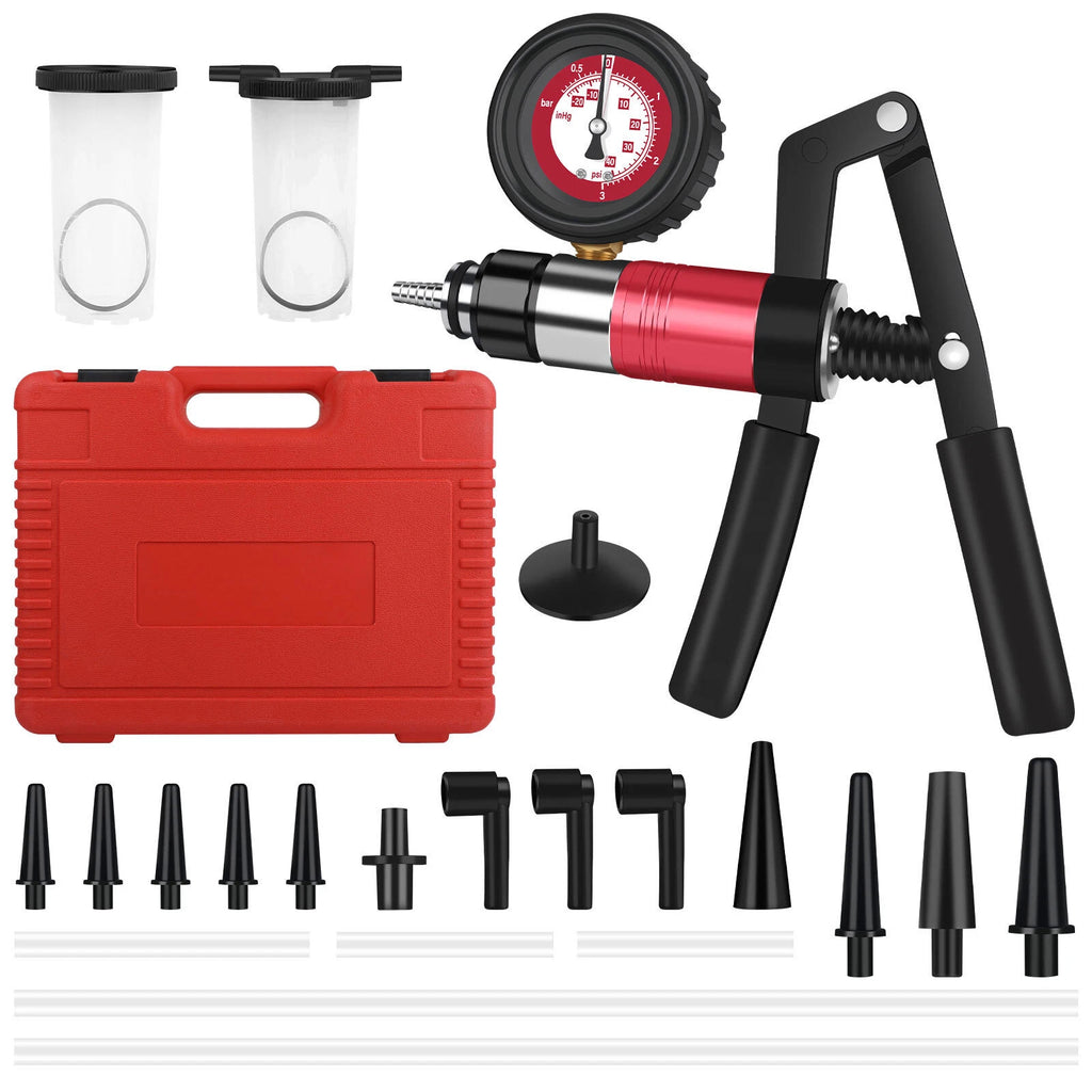 24PCS Hand-Held DIY Vacuum and Pressure Pump Tester Kit Brake Bleeder Set
