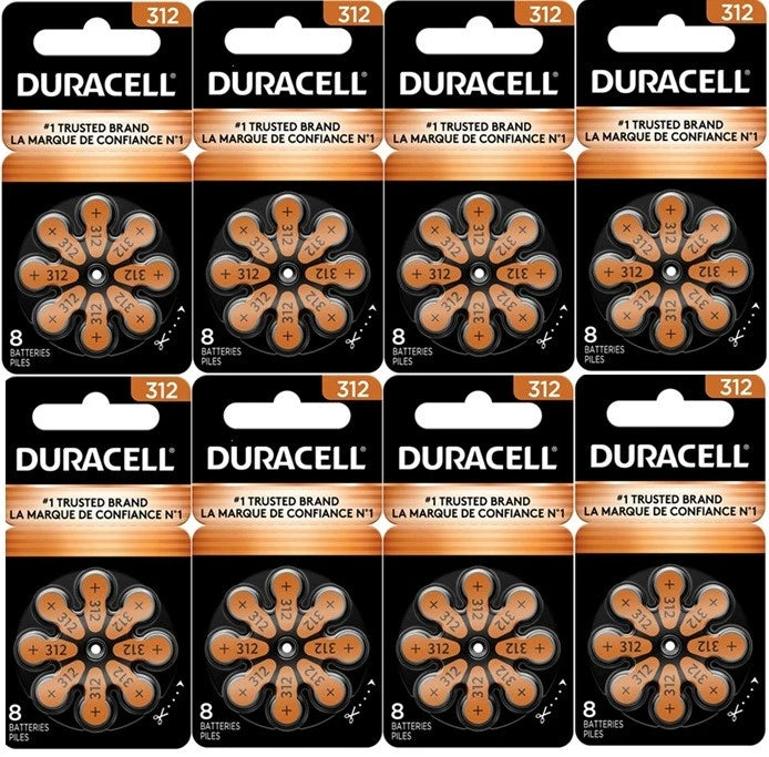 60 x Duracell Activair 312 Size Hearing aid batteries Zinc air 10 Packs of 6