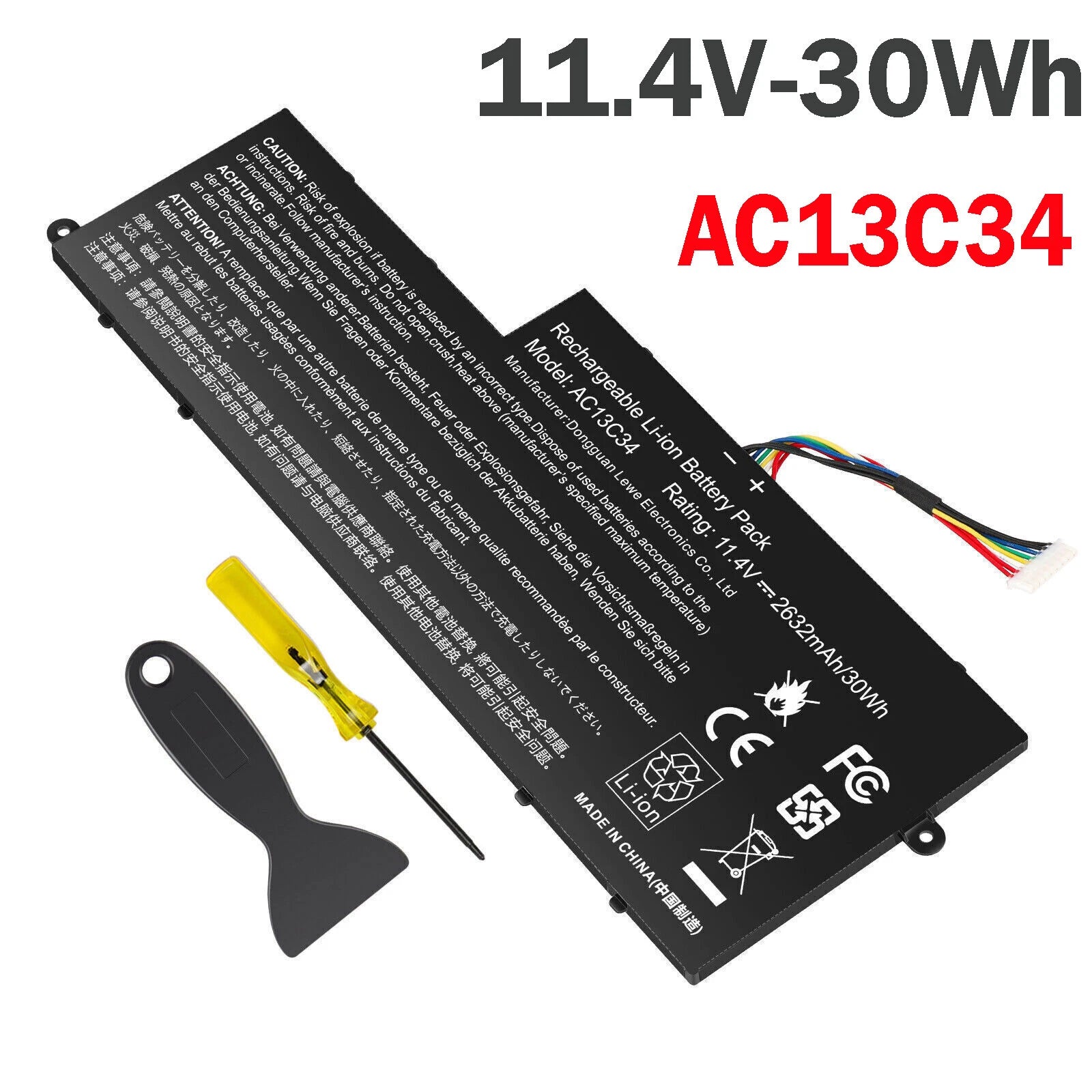 Battery AC13C34 For Acer Aspire V5-122P V5-132 E3-111 E3-112 KT.00303.005 30WH