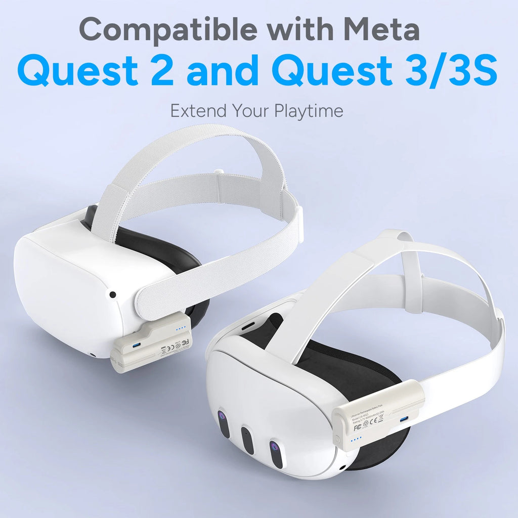 6000mAh Extended Battery Pack W/Type-C Cables For Meta Quest 2 and Quest 3/3S