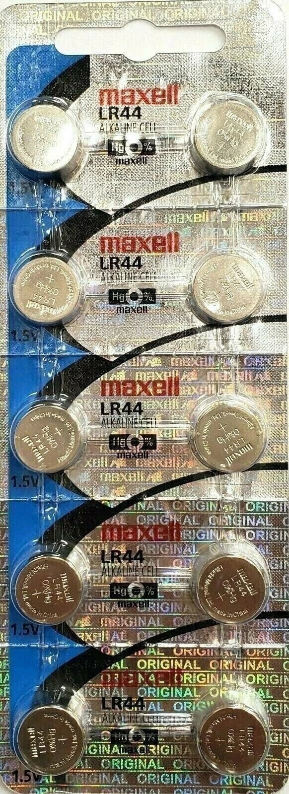 10 LR44 A76 L1154 AG13 357 303 BATTERY MAXELL HOLOGRAM