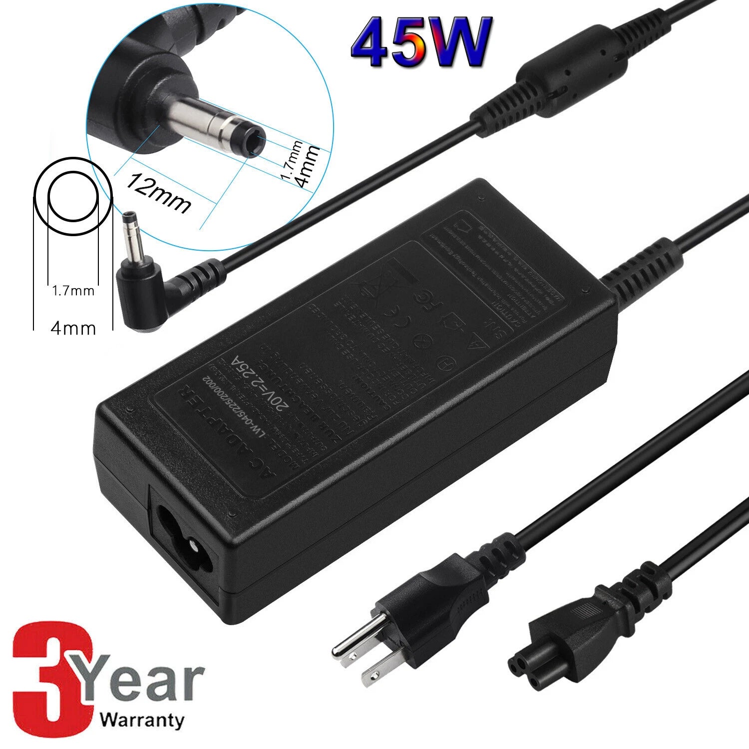 45W 20V 2.25A AC Adapter Charger Cord For Lenovo ADP-45DW B 5A10H43630 4.0*1.7mm