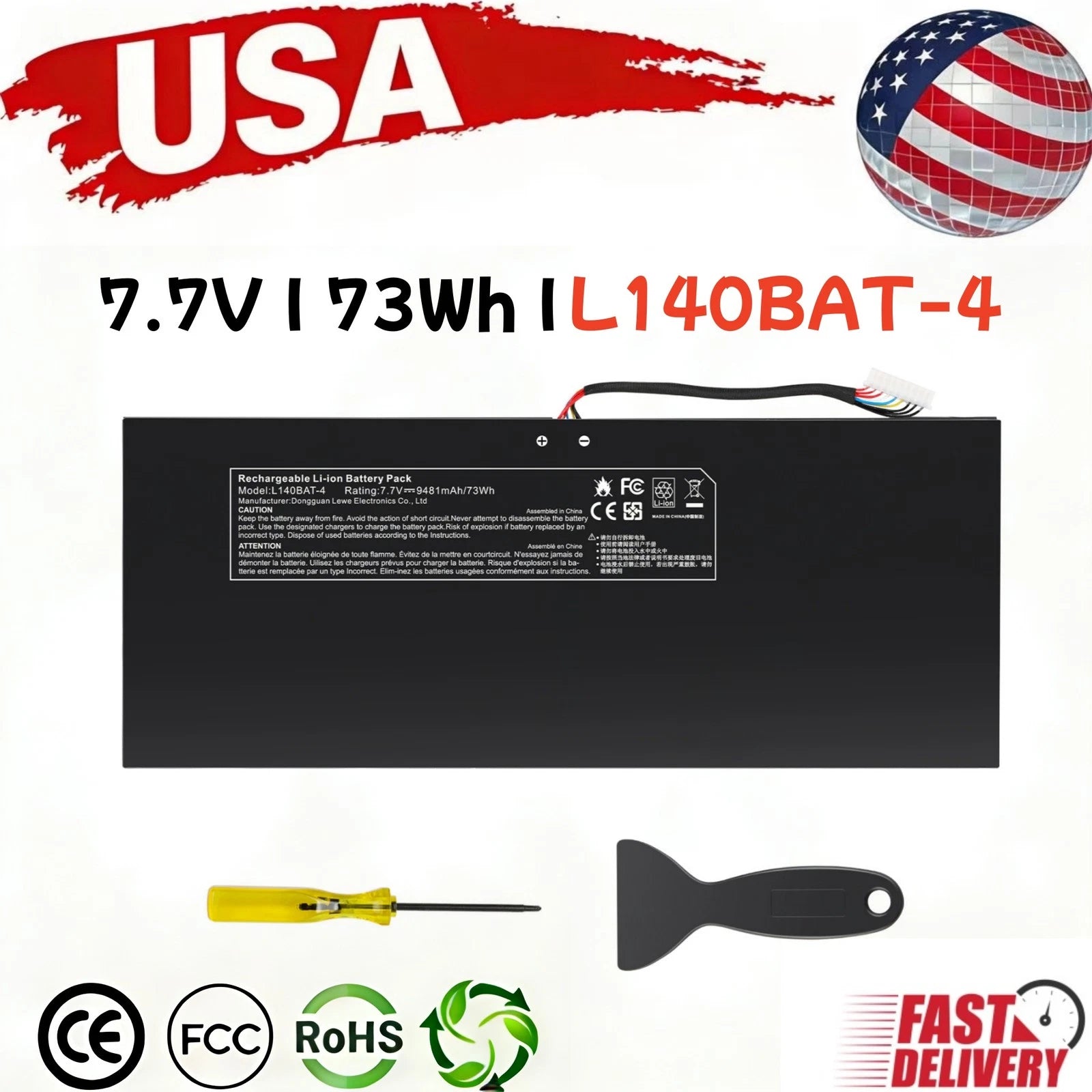 Battery For L140BAT-4 CLEVO L140CU L141CU L140MU L141MU 2ICP5/50/112 VIA 14