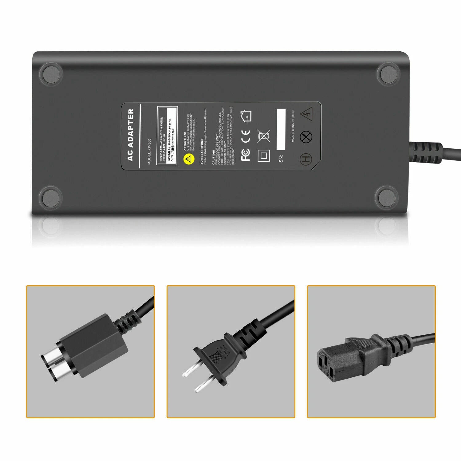 Fast Charger 12V 10.83A AC Adapter Power Supply Cord for Microsoft Xbox 360 Slim
