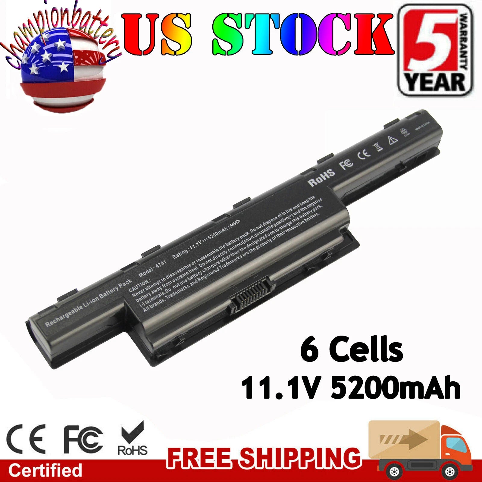 Battery for Acer TravelMate 5335 5340 5344 5542 5735 5740 5742 5744 5760 6495