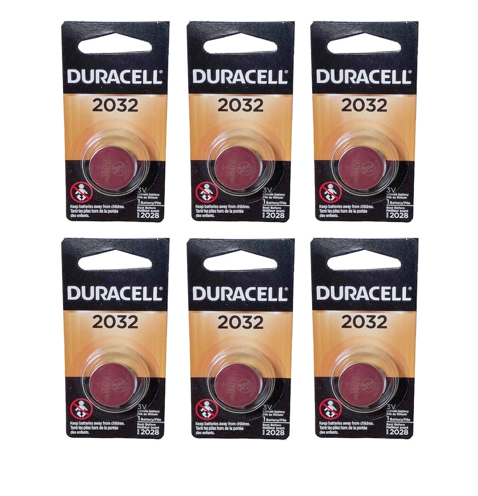 6X Duracell DL2032 3V Lithium Coin Battery SB-T15 EA2032C LF1/2V ECR2032 L2032