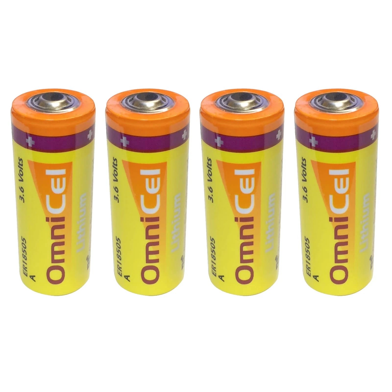 4x Omnicel ER18505 3.6V 3.8Ah Sz A Lithium Button Top Battery RFID AMR Backup