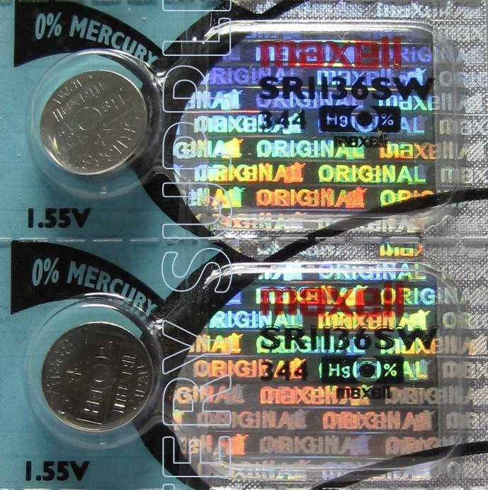 2 Maxell 344 Watch Batteries SR1136SW