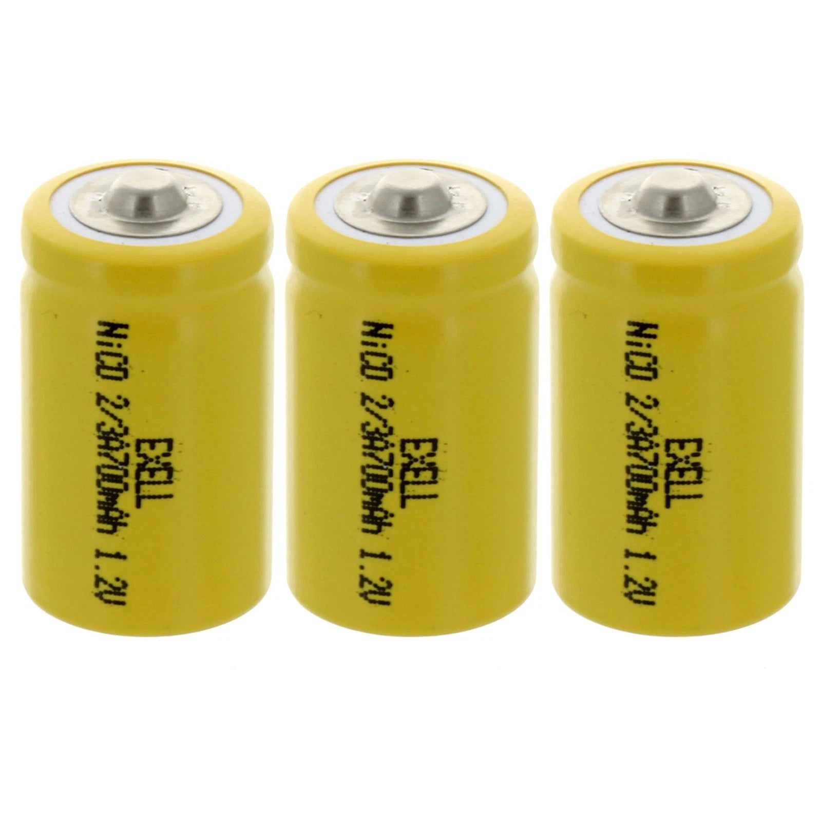 3x 2/3A Size 1.2V 700mAh NiCD Button Top Batteries for Sensing devices, UPS