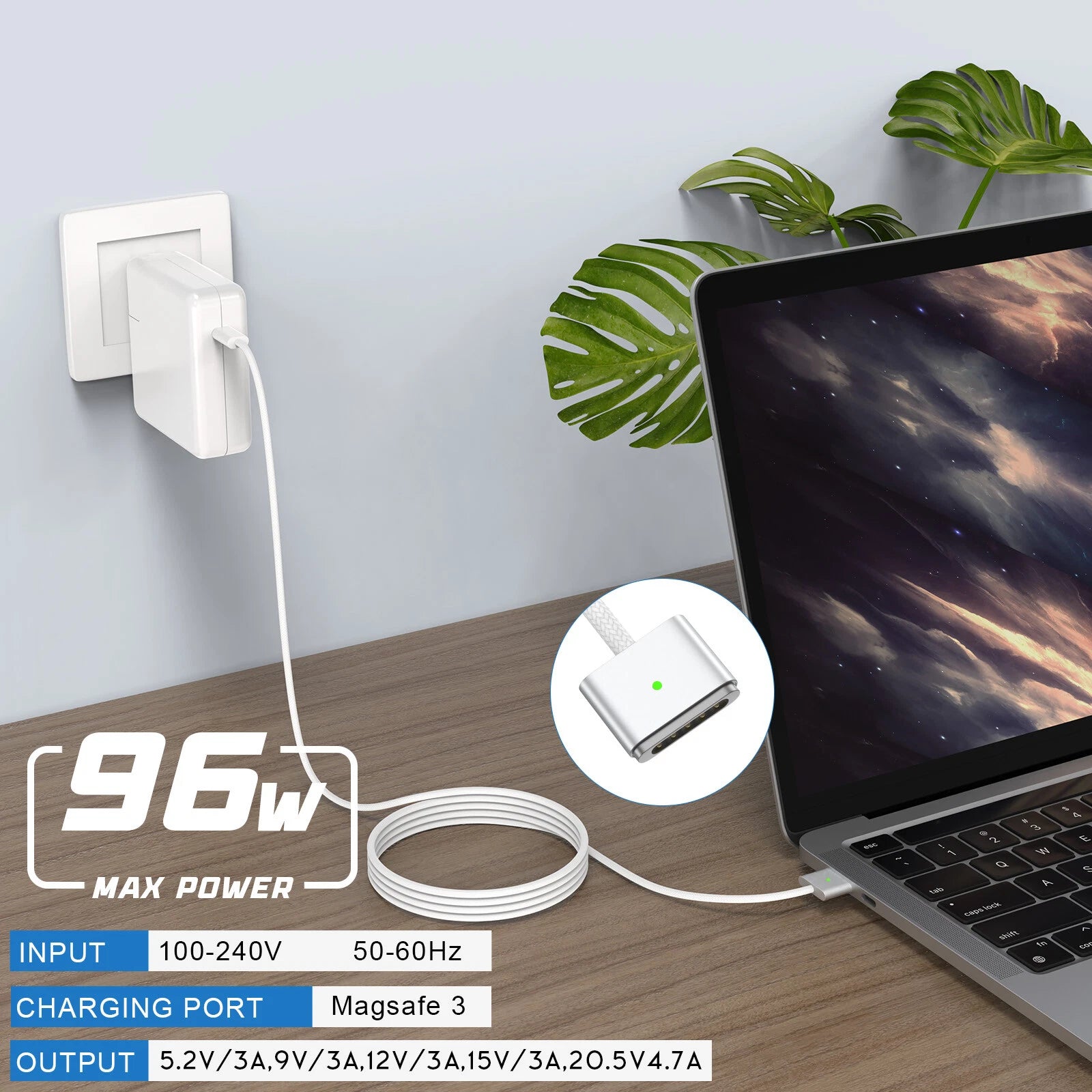 96W USB-C Mags 3 Power Adapter Type C for macbook Pro 14 16 inch 2023 2022 M3 M2