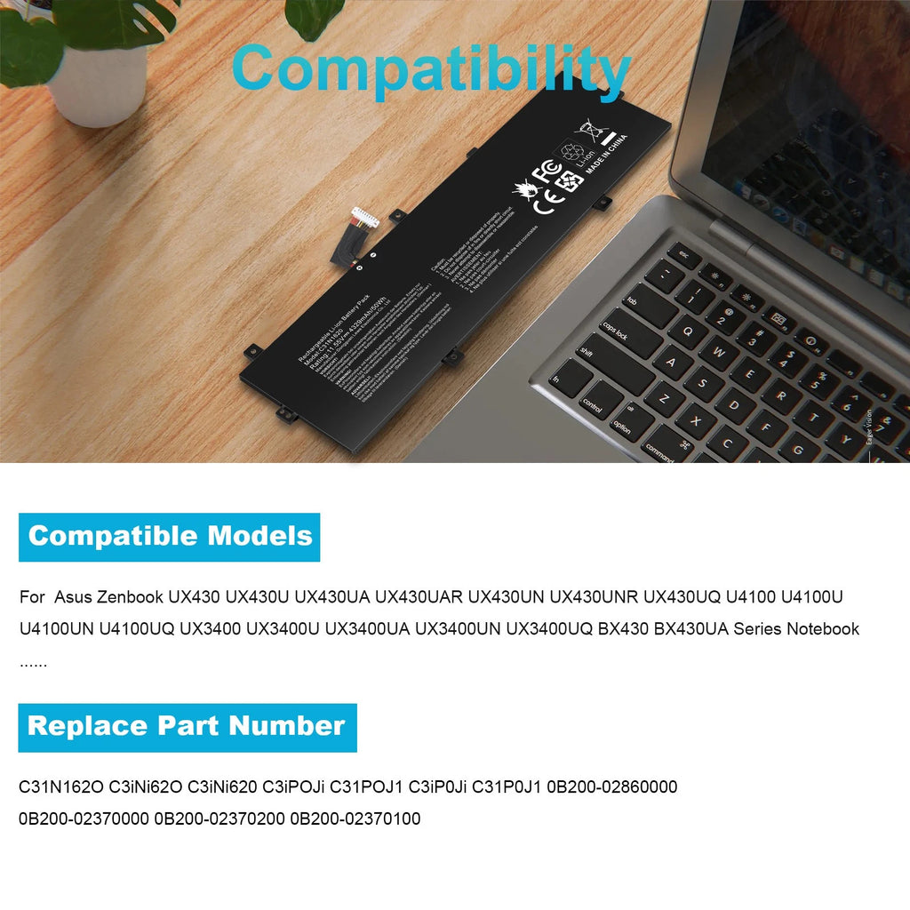 Battery C31N1620 For Asus Zenbook UX430U UX430UA UX430UN UX430UNR U4100UQ Series