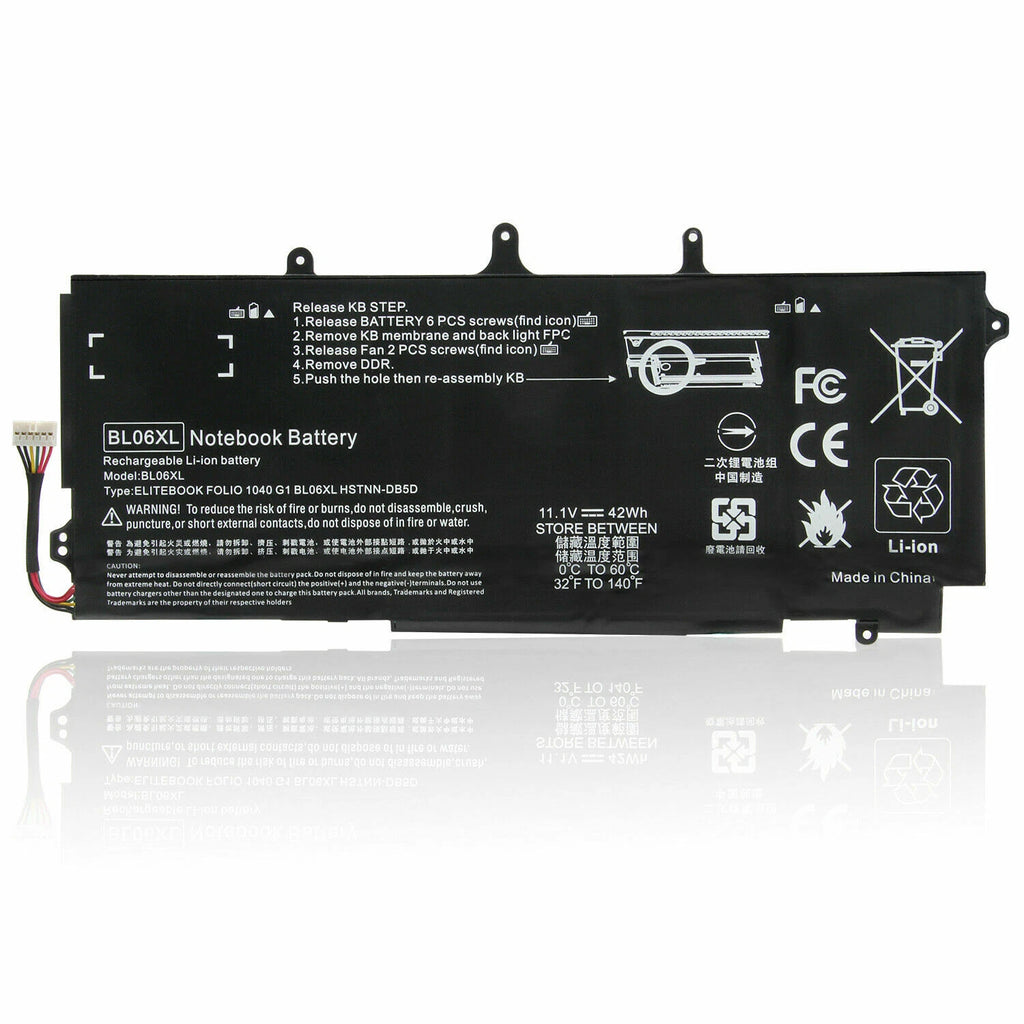 BL06XL Battery for HP EliteBook Folio 1040 G0 G1 G2 HSTNN-DB5D HSTNN-W02C 42Wh