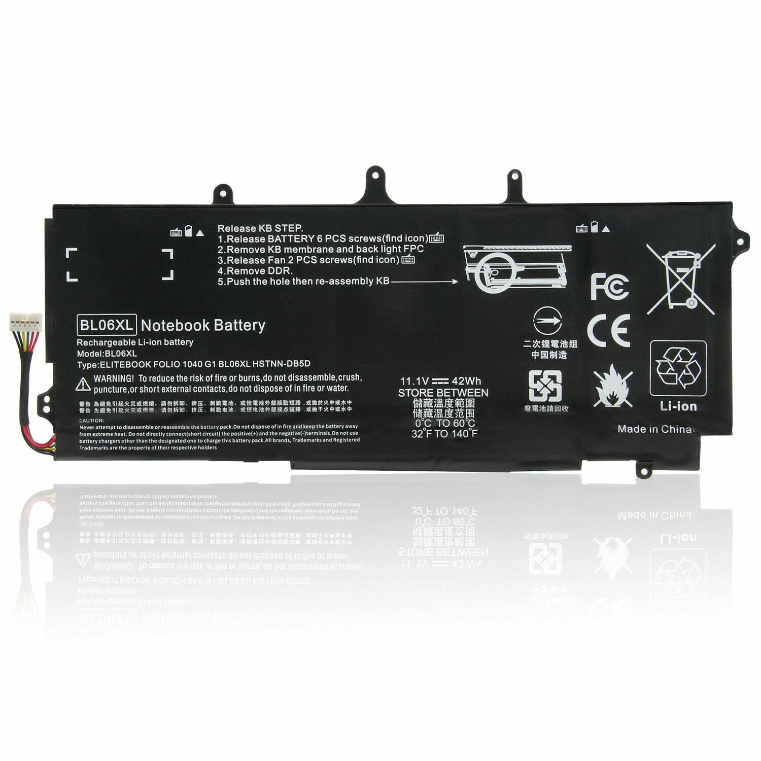 BL06XL Battery for HP EliteBook Folio 1040 G0 G1 G2 HSTNN-DB5D HSTNN-W02C 42Wh
